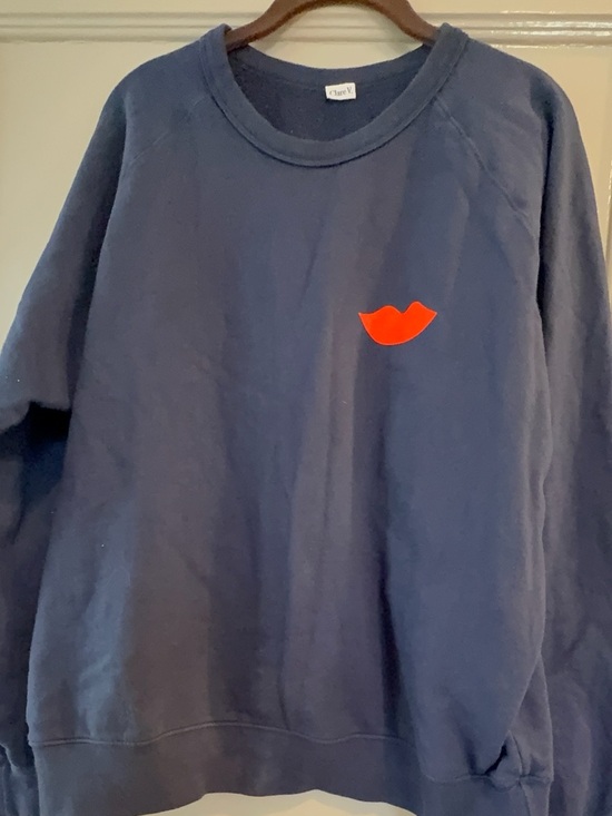 Clare V Tops - CLARE V. Women’s Navy red Lips Sweatshirt size Large EUC